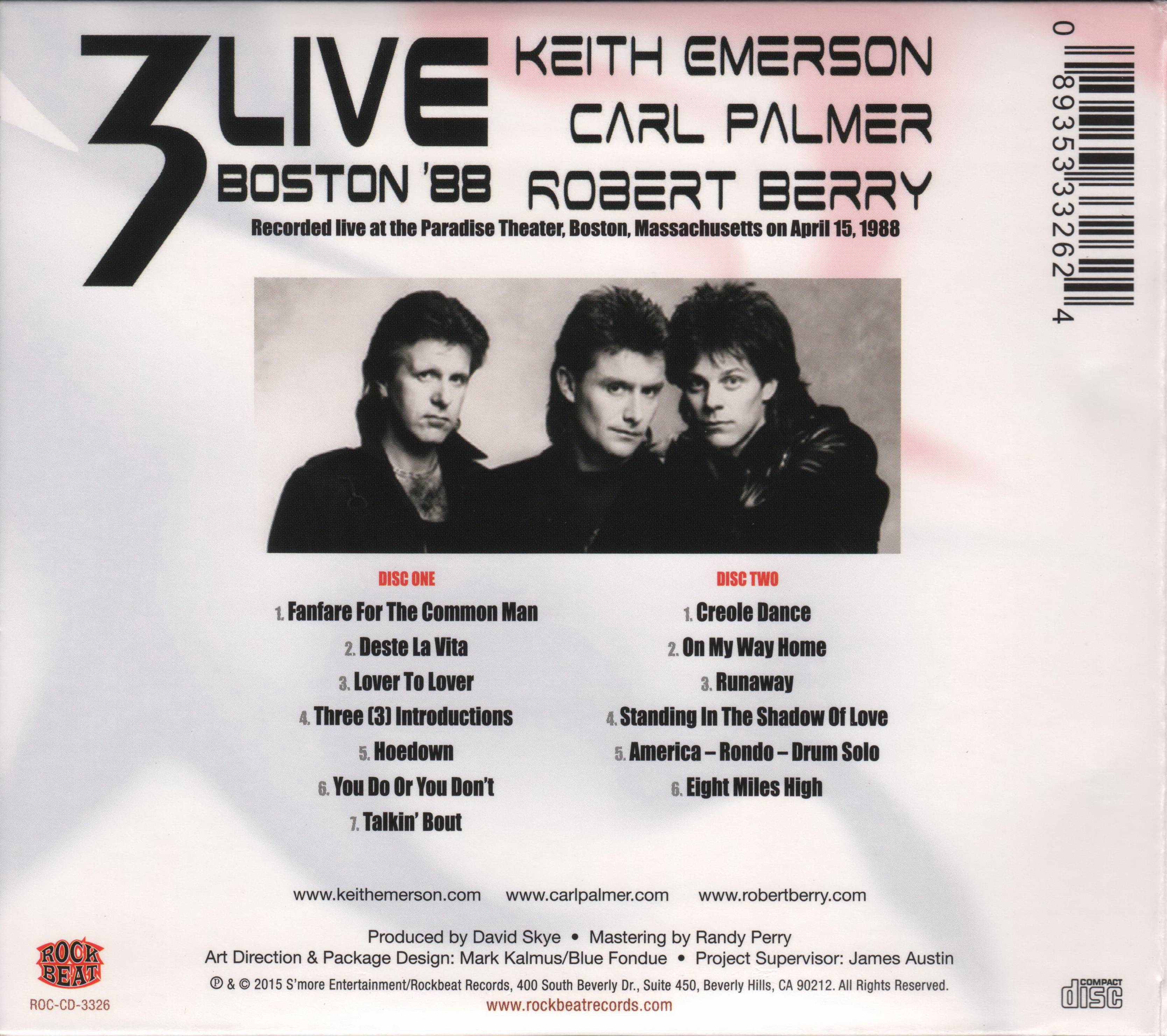 Emerson, Lake and Palmer Live in Boston 1988 : Back US